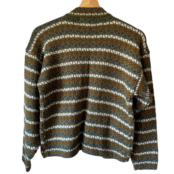 The Alpaca Connection Peru Handmade Stripped Button Front Cardigan Pockets - Picture 2 of 16